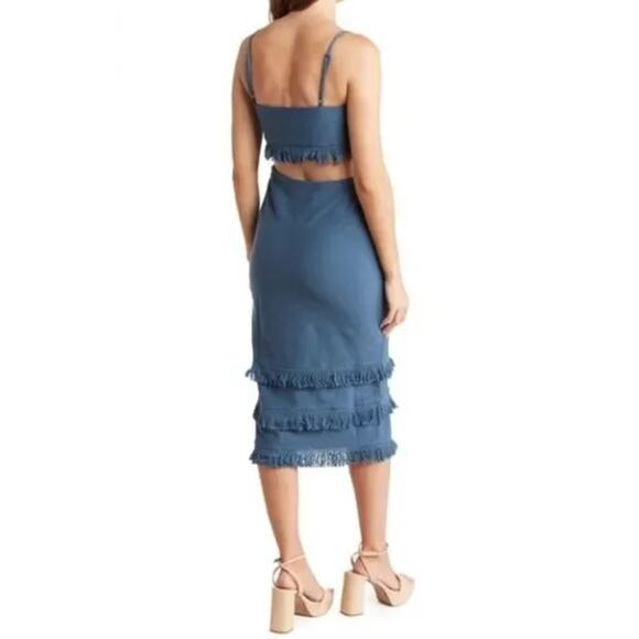 Bonheur D'amour Cutout Fringe Dress in Blue - Picture 2 of 11